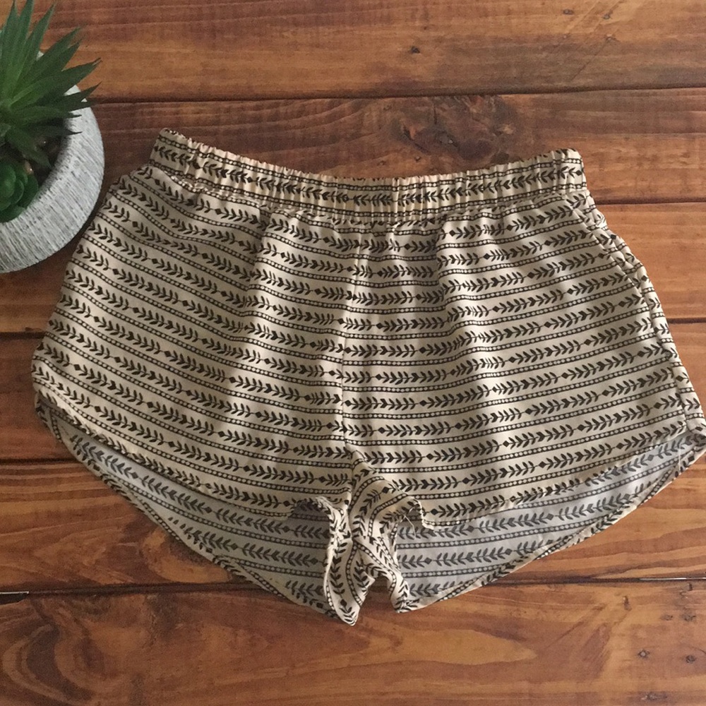 Cream with black print shorts